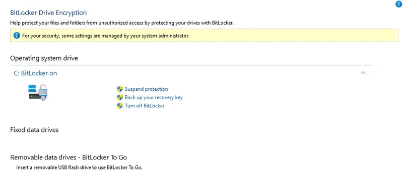 微软官方承认Windows 11 系统中的 BitLocker 功能存在一个 bug,导致系统会错误地显示“某些设置由管理员管理”的提示插图 微软官方承认Windows 11 系统中的 BitLocker 功能存在一个 bug,导致系统会错误地显示“某些设置由管理员管理”的提示插图