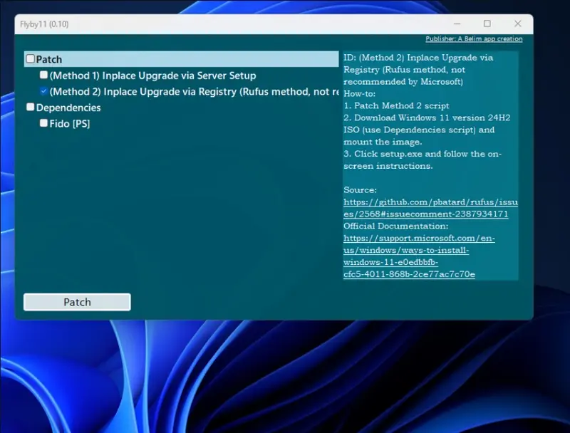 微软阻止绕过Windows 11 24H2系统要求的第三方应用Flyby11,称其为潜在恶意软件插图 微软阻止绕过Windows 11 24H2系统要求的第三方应用Flyby11,称其为潜在恶意软件插图