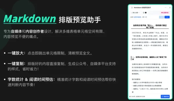 Markdown排版预览助手—飞书多维表格排版预览神器