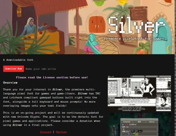 Silver—专为游戏和游戏爱好者设计的开源多语言点阵字体