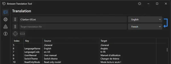 Biniware Translation Tool：便携式翻译工具，快速翻译软件界面