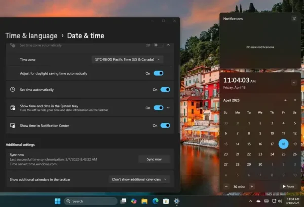 Windows 10任务栏日历时钟将于Windows 11最新更新中回归，自定义功能更强大！