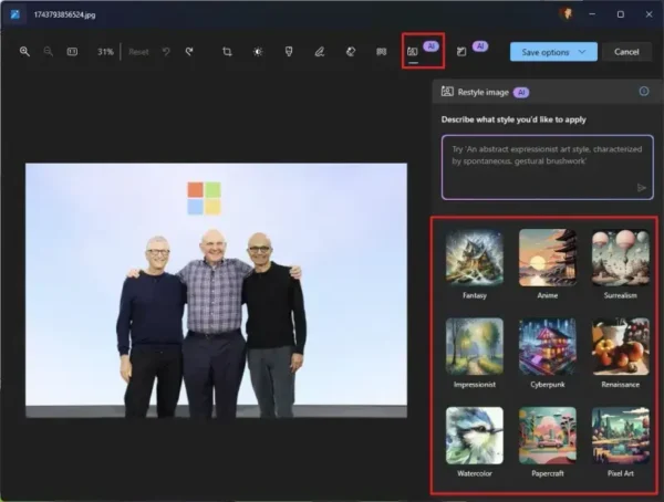 如何在Windows 11的照片应用中使用“Restyle Image”转换照片风格