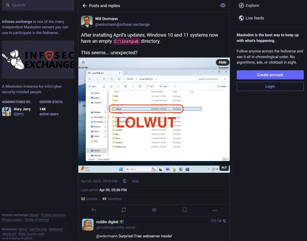 微软警告用户切勿删除Windows 11 新增的 “inetpub”文件夹插图1 微软警告用户切勿删除Windows 11 新增的 “inetpub”文件夹插图1