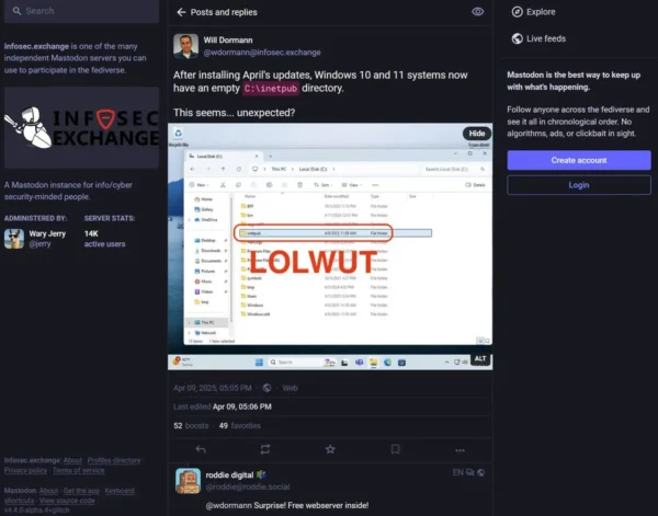 微软警告用户切勿删除Windows 11 新增的 “inetpub”文件夹