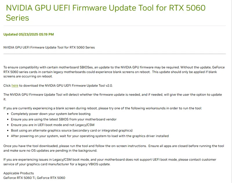 RTX 5060 用户注意!这个紧急更新能救你电脑的重启黑屏问题插图1 RTX 5060 用户注意!这个紧急更新能救你电脑的重启黑屏问题插图1