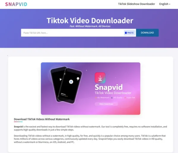 Snapvid：无需安装 App，轻松下载 TikTok 视频