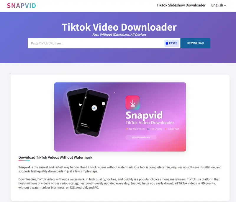 Snapvid:无需安装 App,轻松下载 TikTok 视频插图 Snapvid:无需安装 App,轻松下载 TikTok 视频插图