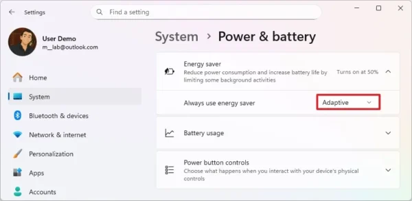 Windows 11 新功能上线：启用“自适应能源节约”模式，智能延长电池续航