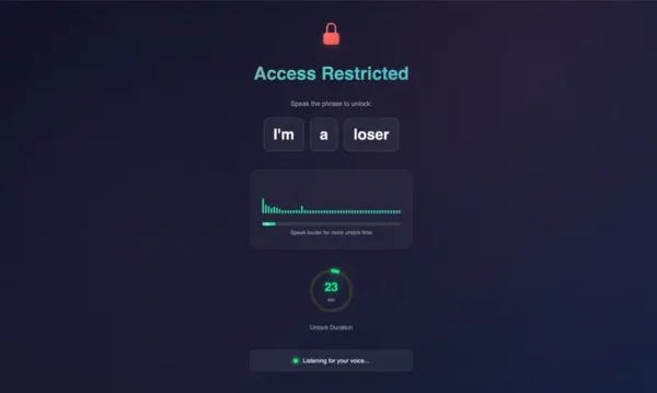Scream to Unlock:一款强迫你喊“我是失败者”才能访问社交媒体的 Chrome 插件