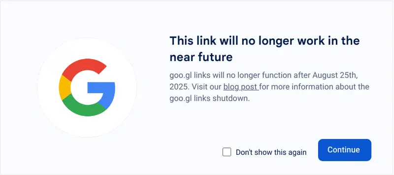 谷歌正式宣布关闭 goo.gl 短链服务:2025年8月全面停用插图 谷歌正式宣布关闭 goo.gl 短链服务:2025年8月全面停用插图