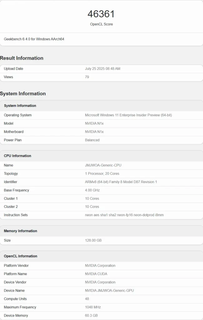 英伟达N1X SoC 首次现身:集成 6144 核心 Blackwell GPU,性能潜力初现插图1 英伟达N1X SoC 首次现身:集成 6144 核心 Blackwell GPU,性能潜力初现插图1