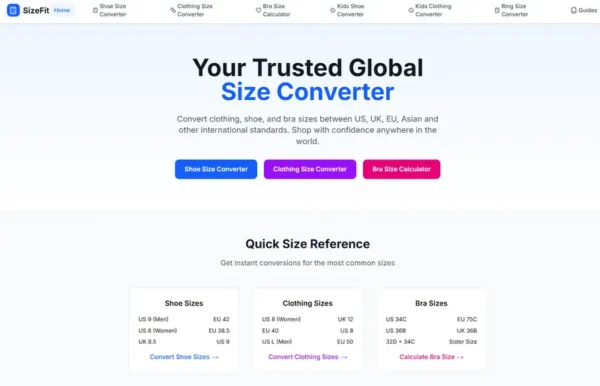 SizeFit 全球尺寸转换器：一键换算鞋码、服装、戒指尺寸，轻松跨国购物不踩雷！