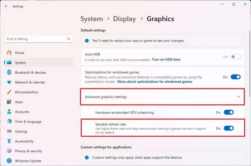 如何在 Windows 11 上启用可变刷新率（VRR）：告别画面撕裂，提升游戏体验插图