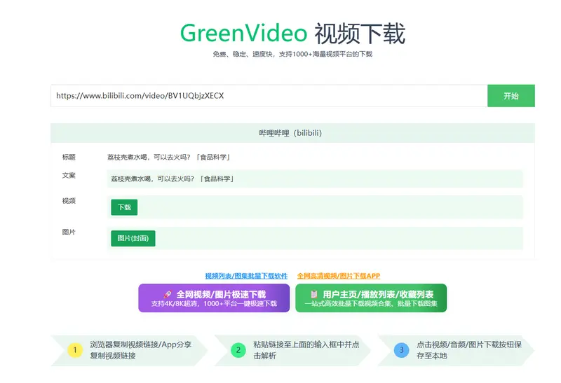 GreenVideo:简洁高效的全平台视频下载工具插图 GreenVideo:简洁高效的全平台视频下载工具插图