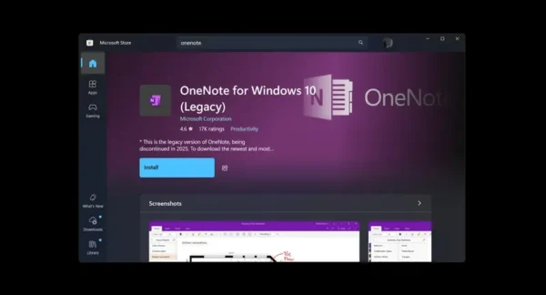 旧版 OneNote for Windows 10 将于2025年10月停用