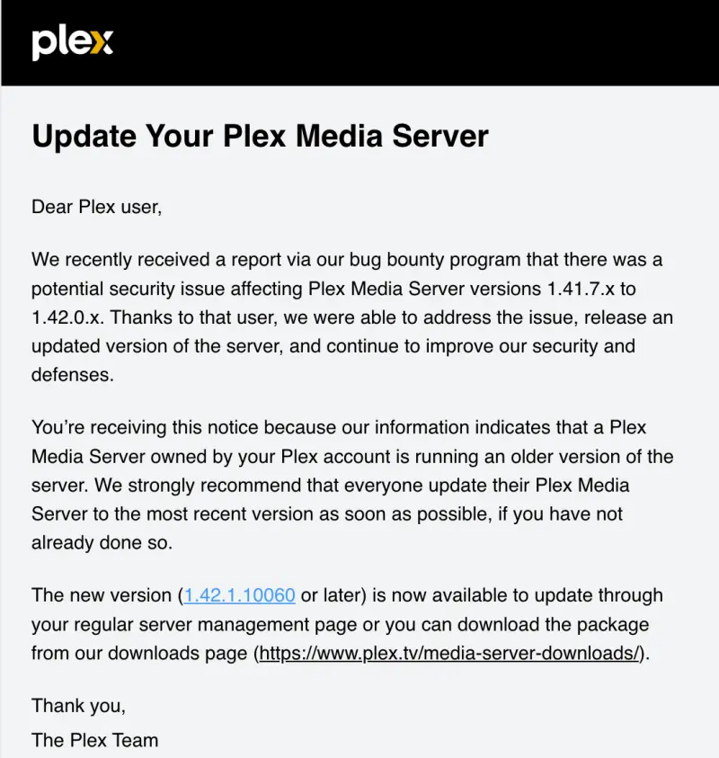 立即更新 Plex 服务器:一个严重未公开漏洞正在暴露中插图 立即更新 Plex 服务器:一个严重未公开漏洞正在暴露中插图
