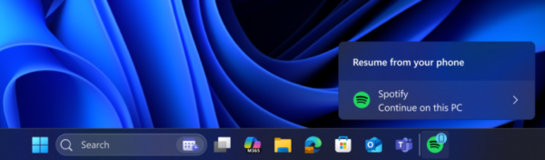 Windows 11 测试 Android 应用跨设备续用：先支持 Spotify，类似 macOS 接力功能