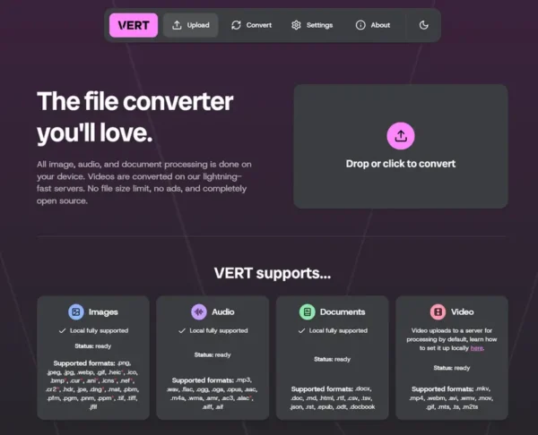 VERT：告别广告与等待，这款开源转换器让格式转换回归本真