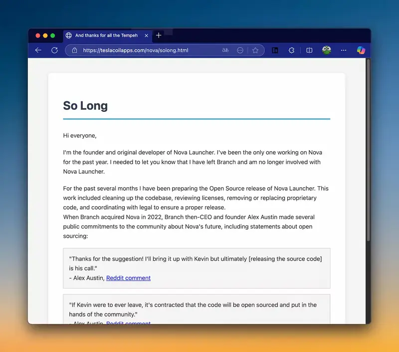 Nova Launcher 正式停止开发：一位开发者的告别与一个时代的落幕插图1