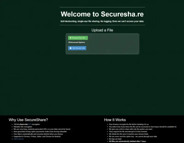 SecureShare：一个真正“阅后即焚”的免费文件分享工具