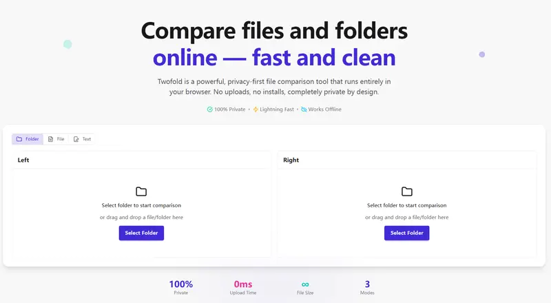 Twofold：一个干净的在线文件对比工具插图
