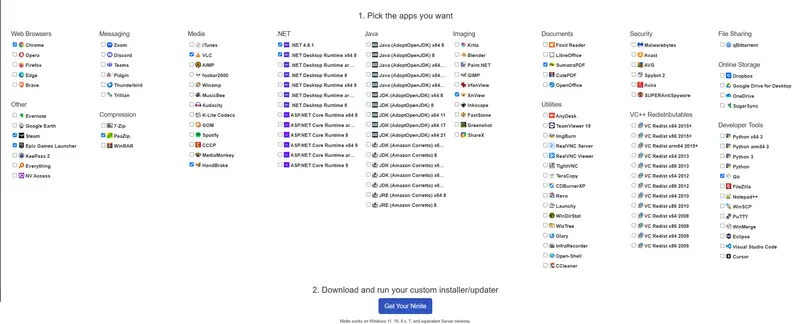 Ninite：一键批量安装 Windows 软件的高效方式插图1