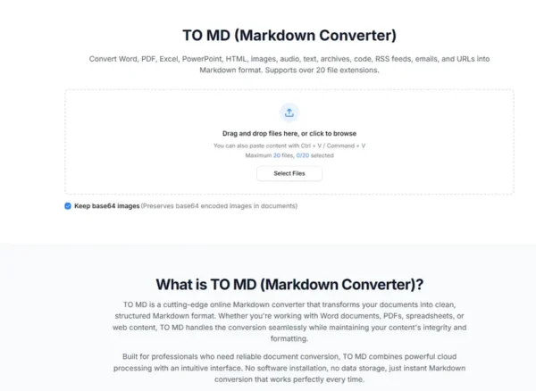 TO MD：一个专注格式转换的轻量 Markdown 工具