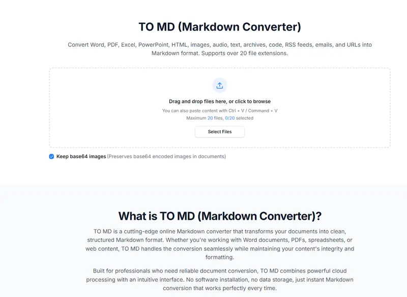 TO MD:一个专注格式转换的轻量 Markdown 工具插图 TO MD:一个专注格式转换的轻量 Markdown 工具插图
