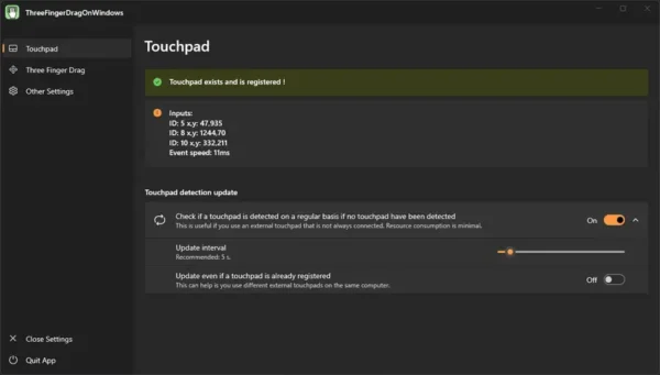ThreeFingerDragOnWindows：在 Windows 上实现 macOS 风格的三指拖拽