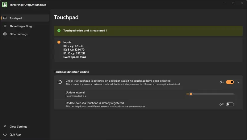 ThreeFingerDragOnWindows:在 Windows 上实现 macOS 风格的三指拖拽插图 ThreeFingerDragOnWindows:在 Windows 上实现 macOS 风格的三指拖拽插图