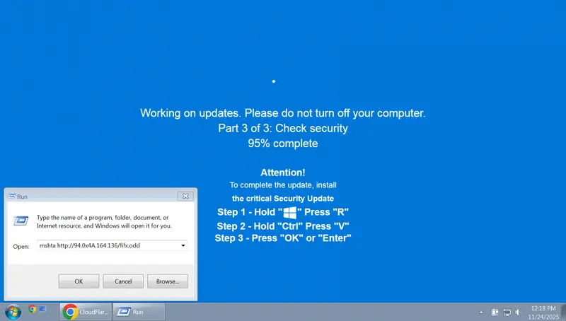 假 Windows 更新诱骗用户执行恶意命令:ClickFix 攻击新变种曝光插图 假 Windows 更新诱骗用户执行恶意命令:ClickFix 攻击新变种曝光插图