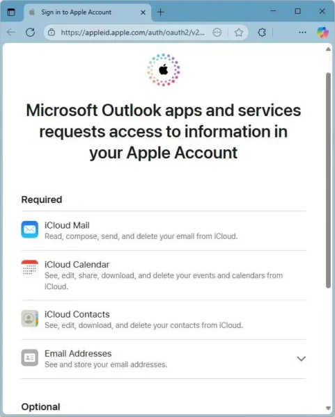 Outlook 改进 iCloud 支持：无需应用密码，改用 OAuth 登录