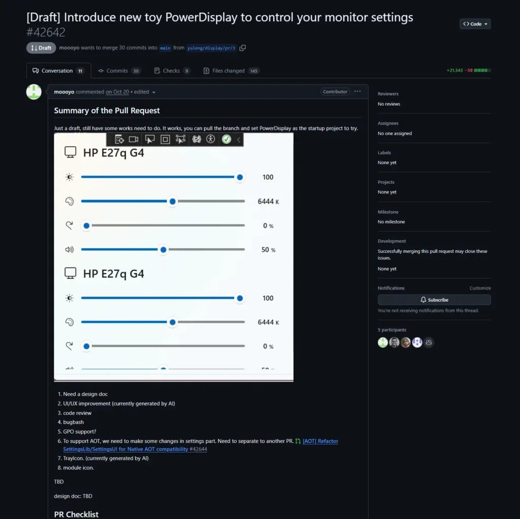 PowerToys 新增显示器调节工具:Windows 11/10 可直接调亮度 / 色温,无需 OSD 菜单插图2 PowerToys 新增显示器调节工具:Windows 11/10 可直接调亮度 / 色温,无需 OSD 菜单插图2