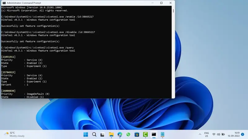 Windows 11 启用隐藏功能的 ViveTool 代码完整列表(2025 年 11 月更新)插图 Windows 11 启用隐藏功能的 ViveTool 代码完整列表(2025 年 11 月更新)插图