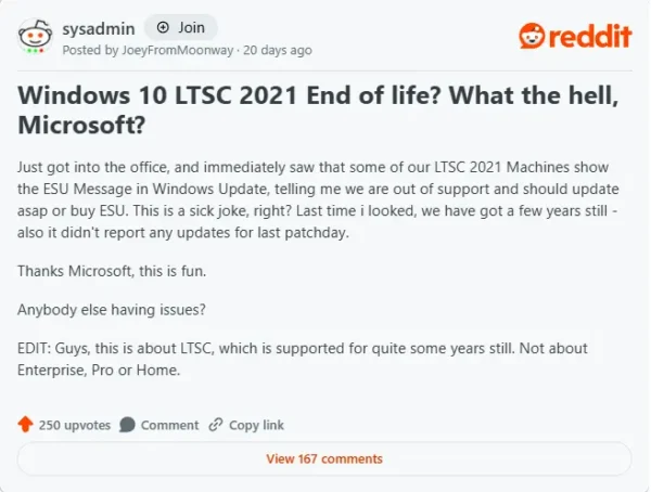 微软误推 Windows 10 生命周期结束通知，已确认为 Bug