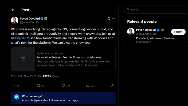 Windows 11 Agentic OS AI升级遭全网抵制：487条评论零正面，微软紧急锁评插图