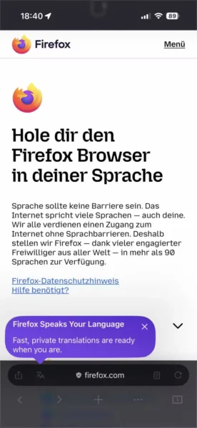 Firefox 本地网页翻译功能终登陆 iPhone 和 iPad
