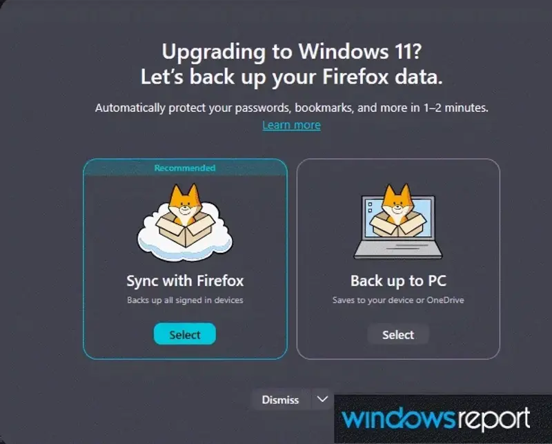 Firefox 将推出专为 Windows 11 升级设计的数据备份工具插图