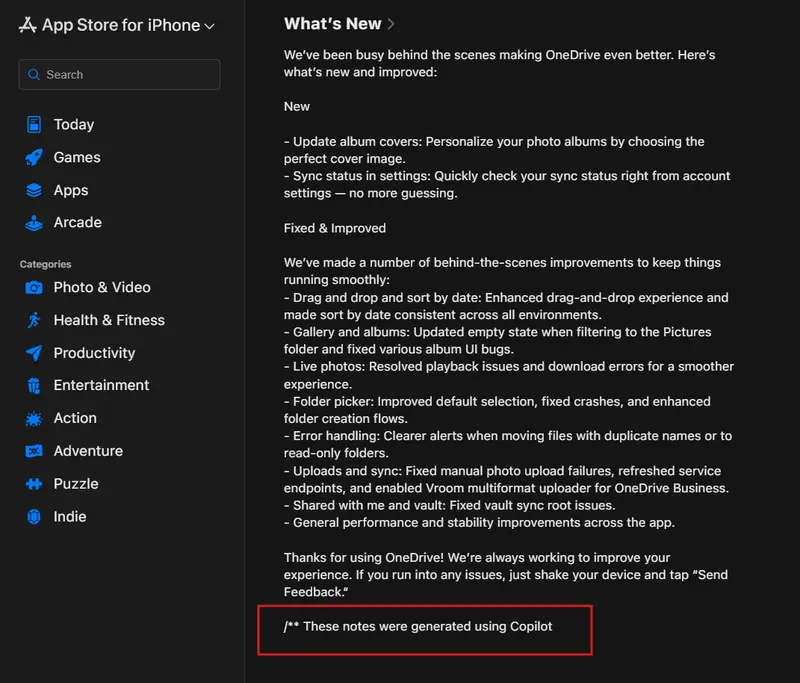 微软“暗戳戳”推广Copilot:苹果App Store应用更新日志藏玄机插图 微软“暗戳戳”推广Copilot:苹果App Store应用更新日志藏玄机插图
