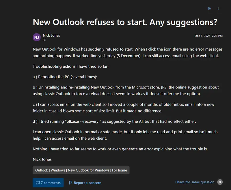 Windows 11新版Outlook打不开?错误0xc0000409的有效解决办法插图2 Windows 11新版Outlook打不开?错误0xc0000409的有效解决办法插图2