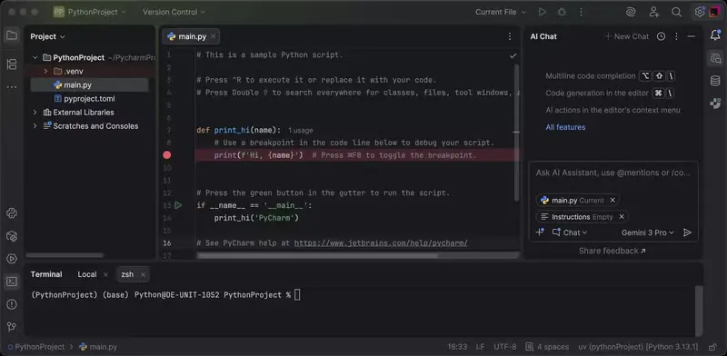PyCharm 2025.3 更新带来更快的 Python 项目管理、免费的 Jupyter 支持等功能插图 PyCharm 2025.3 更新带来更快的 Python 项目管理、免费的 Jupyter 支持等功能插图