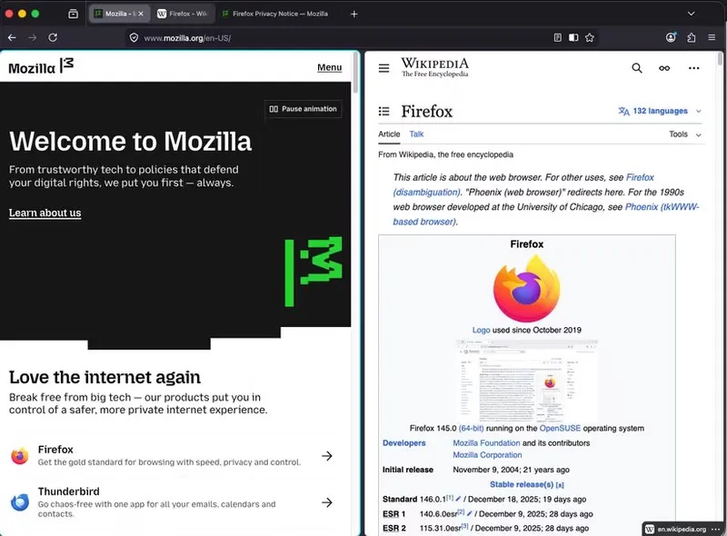 Firefox 正在测试分屏模式和标签页笔记功能插图