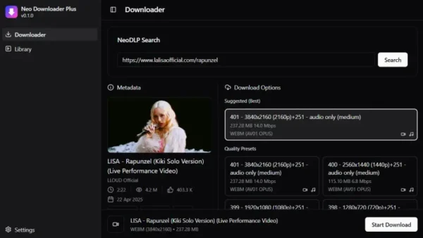 NeoDLP — 跨平台视频/音频下载器（基于 yt-dlp）