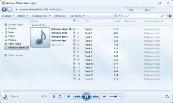 Windows Media Player 光盘元数据自动获取功能已停用