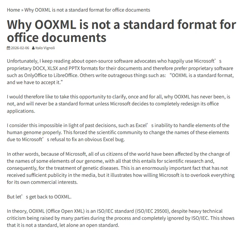 LibreOffice 怒批微软：Excel曾篡改基因数据，文件格式被指“假开放”插图1