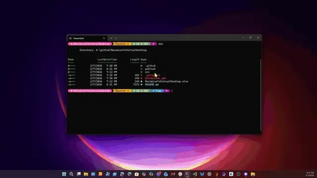 MaximizeToVirtualDesktop：补齐 Windows 11 虚拟桌面的必备小工具插图1