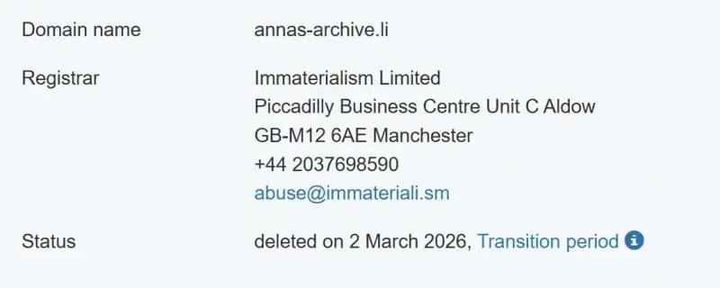 安娜的档案再失 .li 域名：Spotify 诉讼施压升级，影子图书馆紧急启用 .vg/.pk/.gd 新后缀插图1