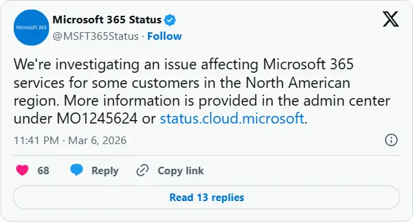 Office.com 无法访问！微软确认 M365 服务中断，问题 ID MO1245624 紧急追踪中插图2
