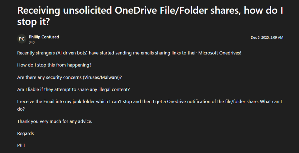 OneDrive 沦为垃圾场？微软承认漏洞：数百个陌生共享文件删不掉、屏蔽不了插图1